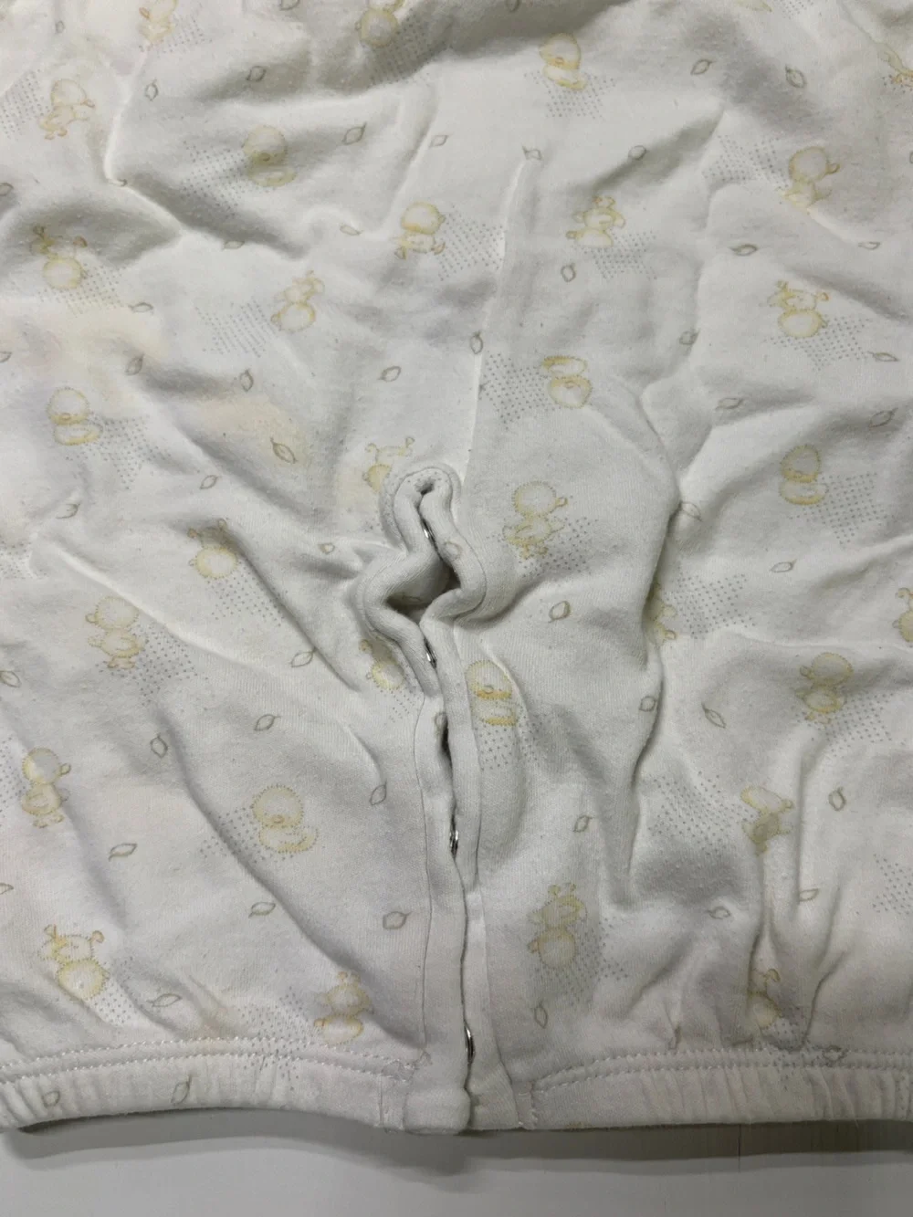 First Impressions Baby Romper 0-9 Months White Yellow Bear Print Cotton
